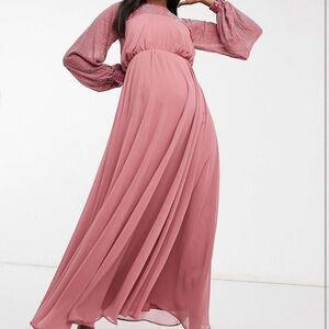 ASOS design maternity maxi dress with linear yoke embellishment size US 6